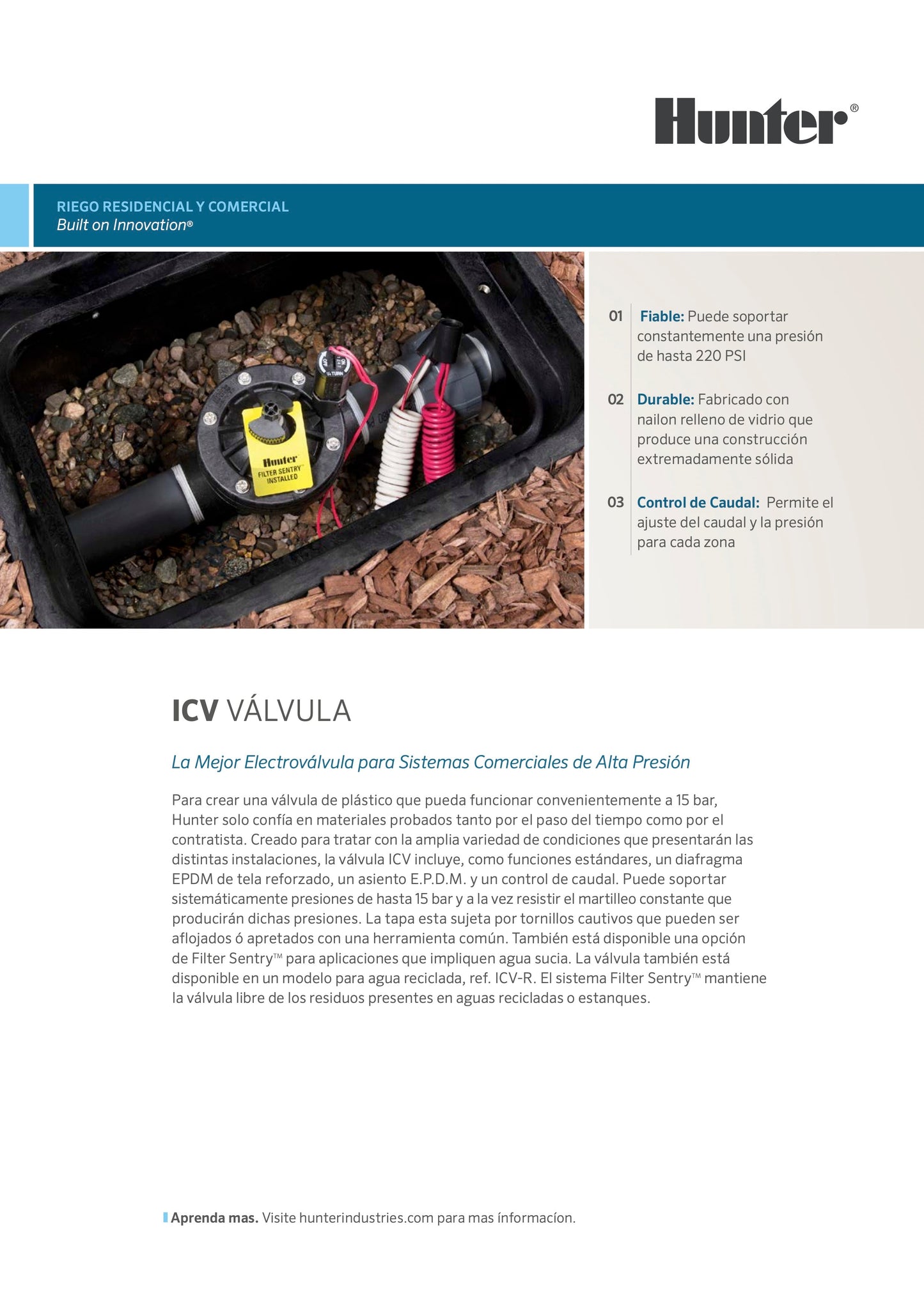 Válvula Eléctrica Hunter ICV 151 G De 1 1/2 pulg.