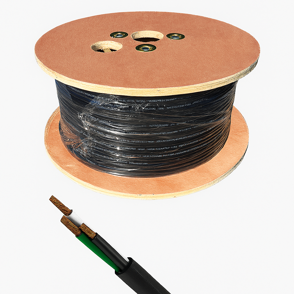 Cable subterraneo multiple. 3 hilos 18 AWG rollo de 152.40 mts = 500 ft
